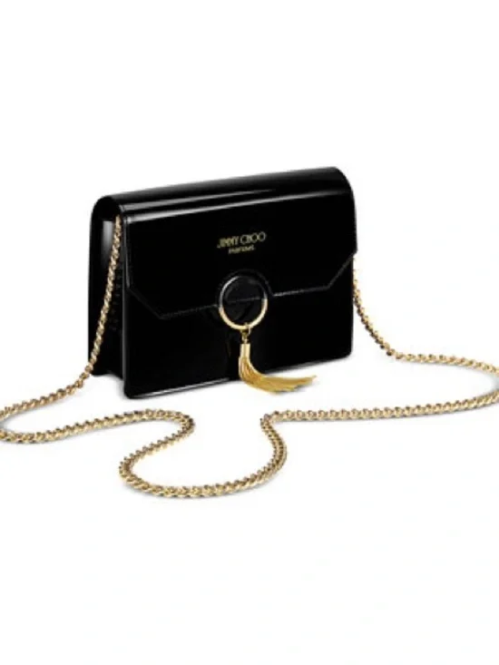 Jimmy Choo Black Patent Crossbody Bag with Gold Chain - Picture 5 of 5